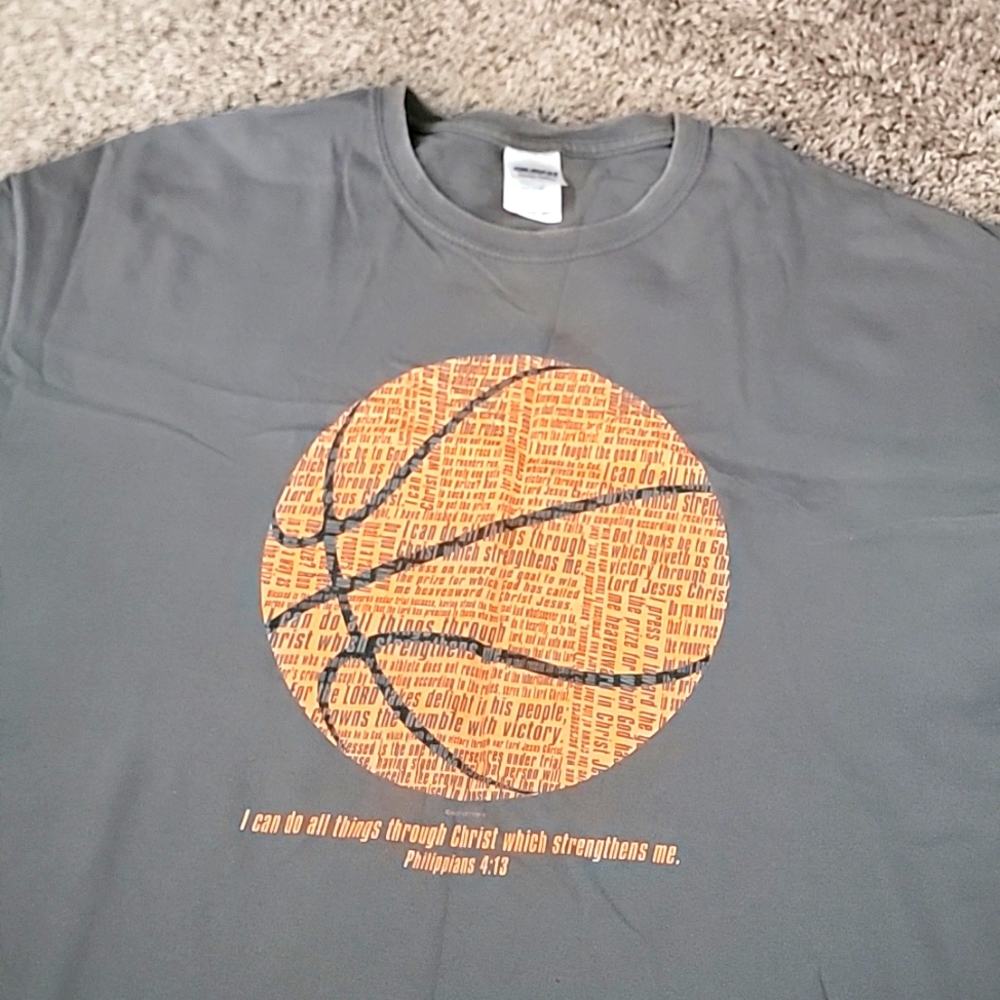 Gildan basketball t shirt.   I can do all things through christ.